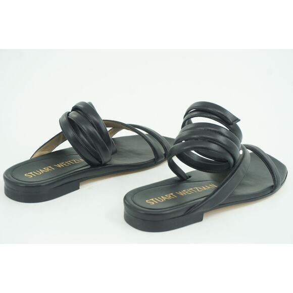 Stuart Weitzman Beatrix Black Leather Ankle Flat Wrap Sandals Size 5.5 NIB - Picture 3 of 11